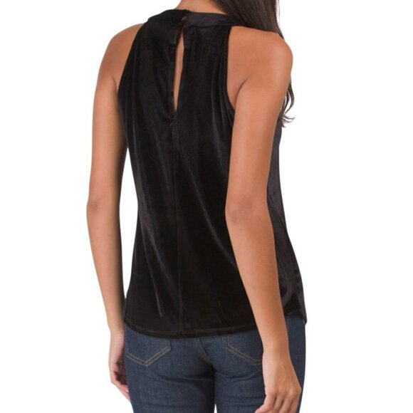 NWT CATHERINE MALANDRINO Velvet Halter Top With Keyhole - Picture 2 of 6